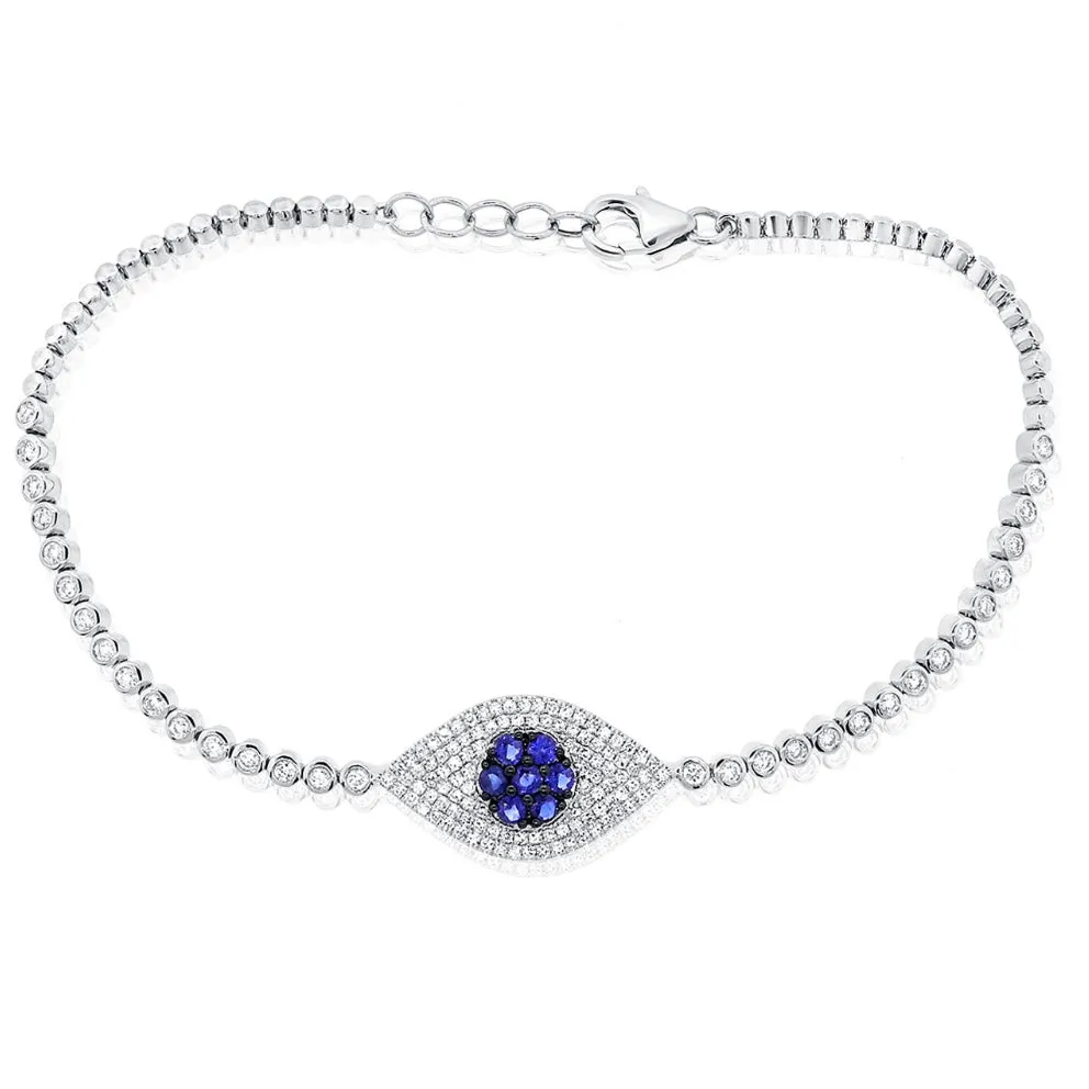 14KT Gold Diamond Freya Evil Eye Tennis Bracelet