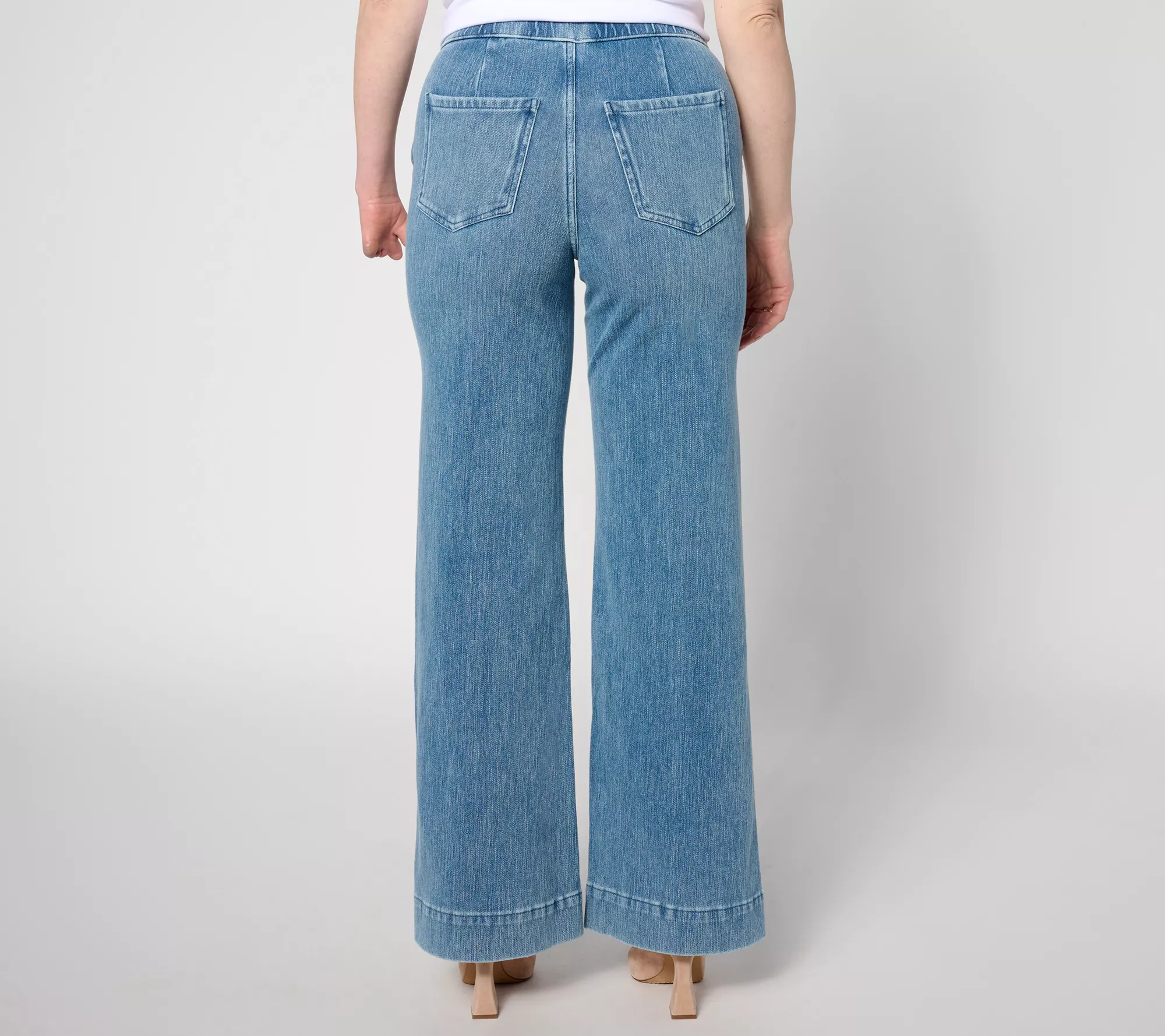 "As Is" Isaac Mizrahi Live! Regular Knit Denim Trouser Jeans w/Detail