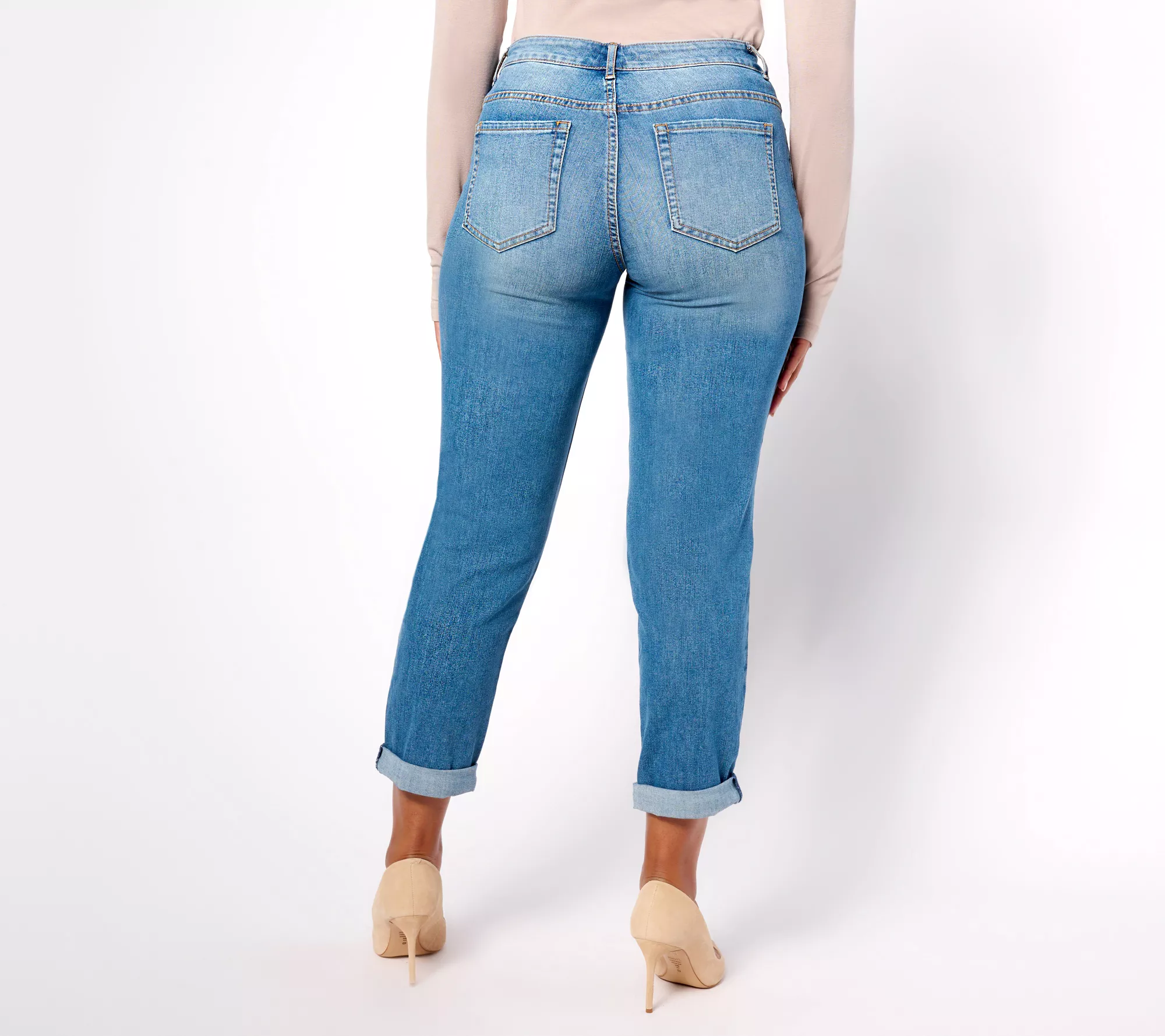 "As Is" LOGO by Lori Goldstein Tall Shadow Patch Boyfriend Jeans