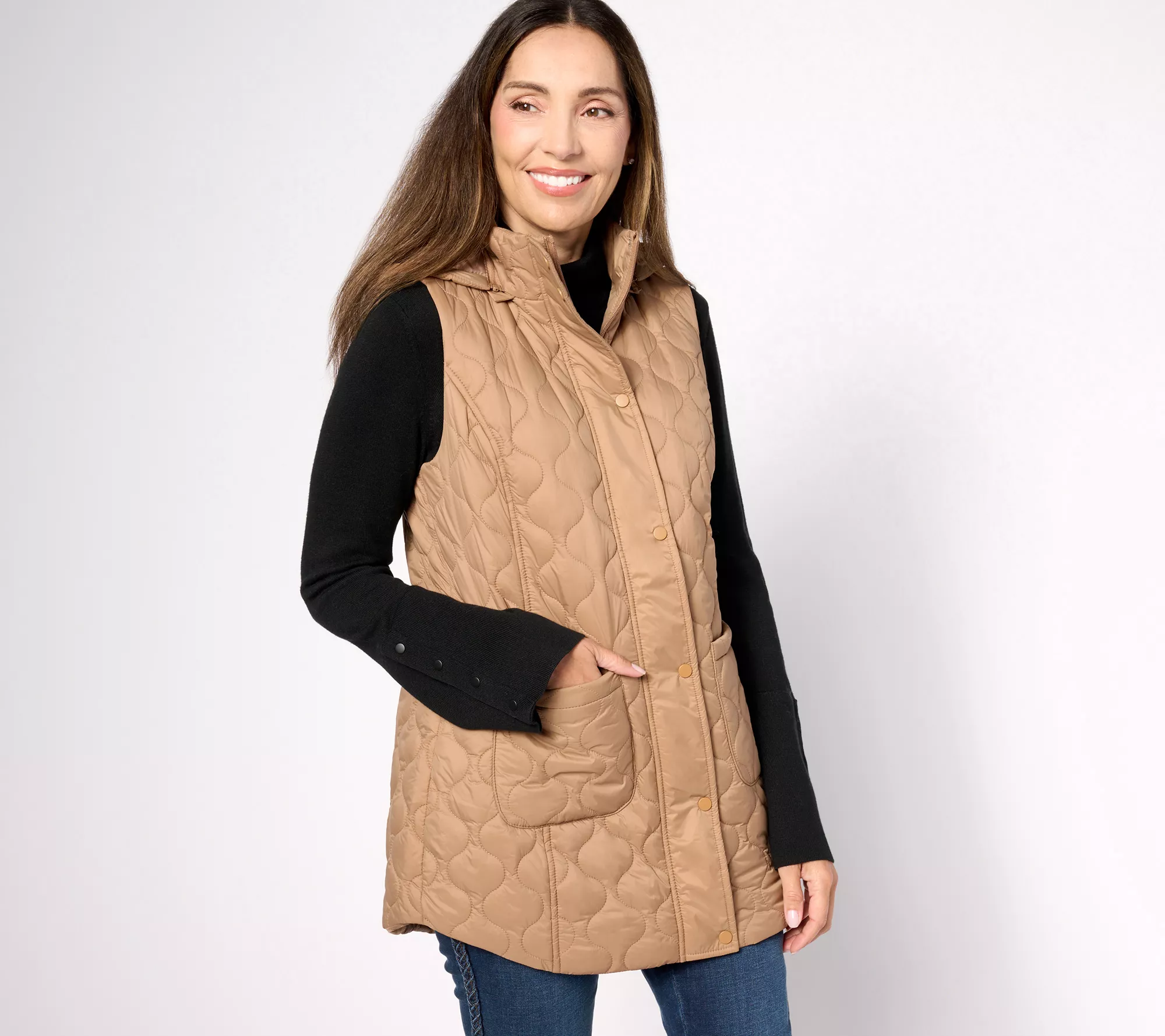 "As Is" Susan Graver Weekend Petite Water Repellant Nylon Quilted Vest