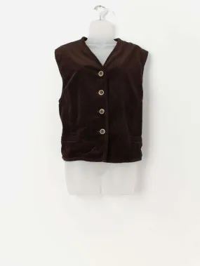 90s vintage Betty Barclay jumbo cord vest in dark brown – Large