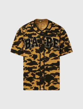 A BATHING APE CAMO BASEBALL SHIRT   YELLOW