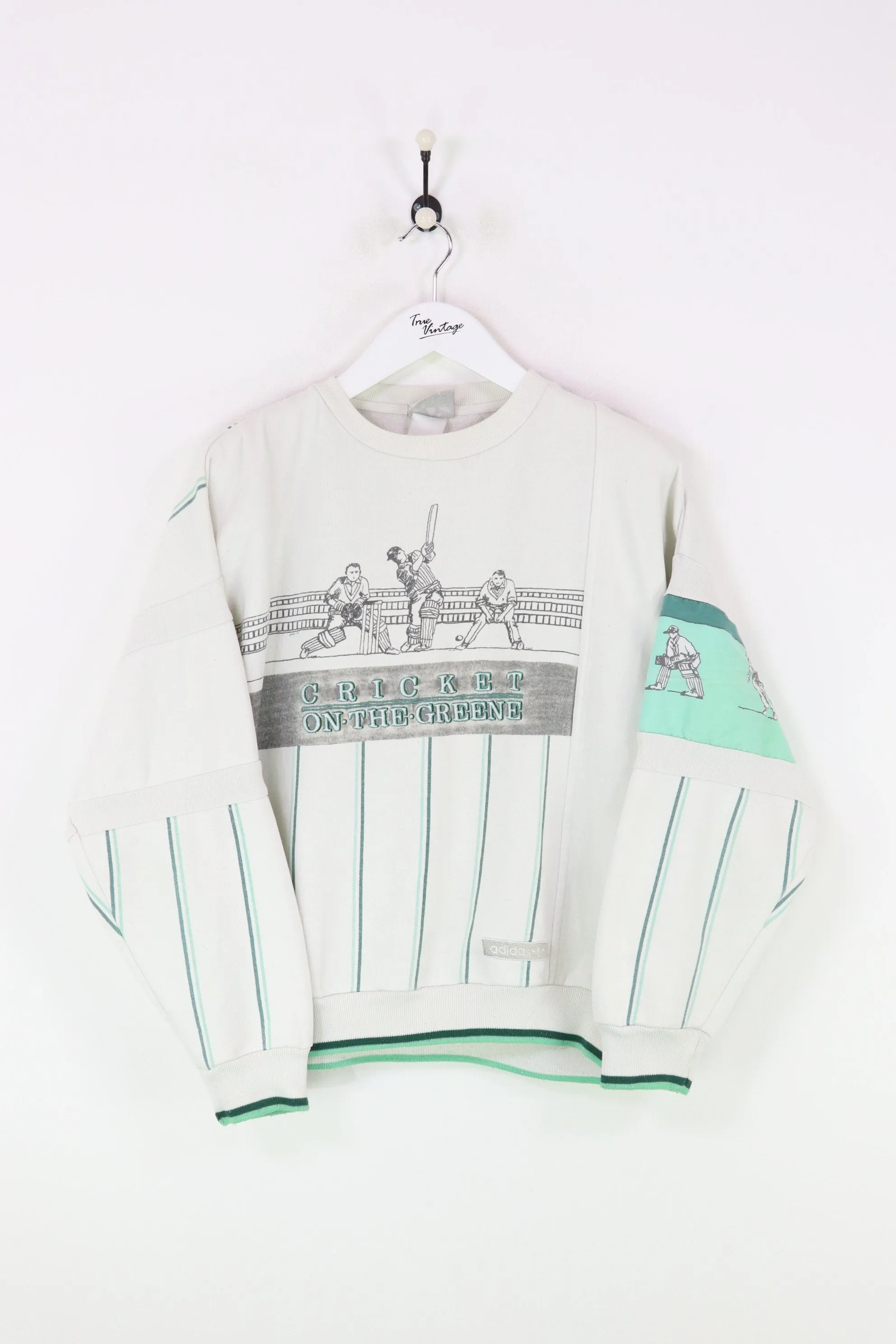 Adidas Cricket Sweatshirt White/Green Small