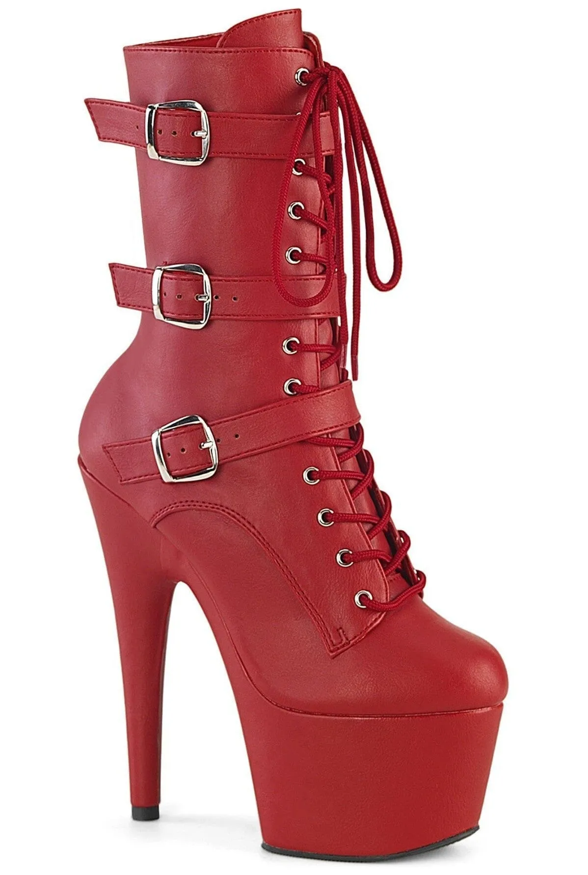 ADORE-1043 Red Faux Leather Ankle Boot