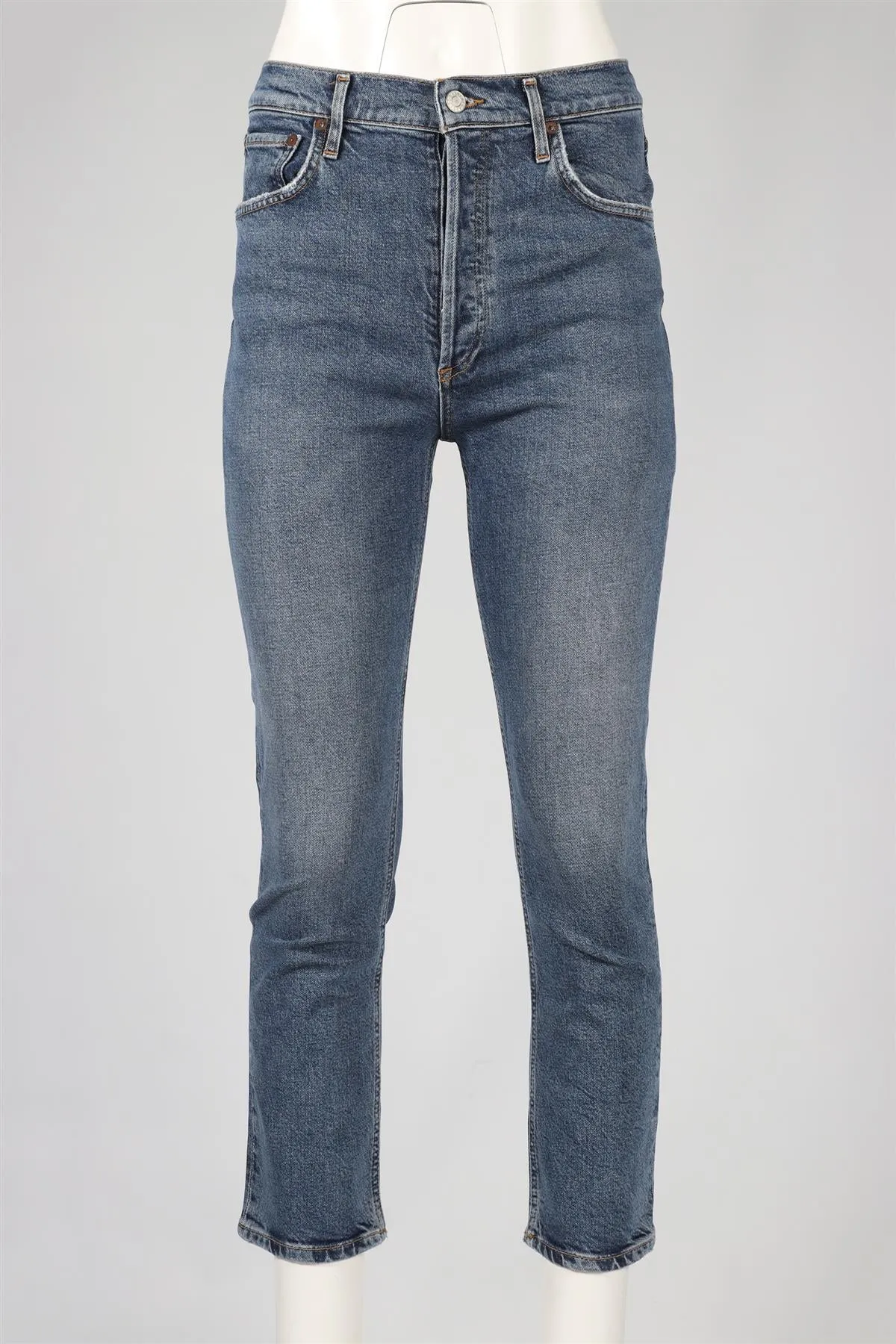 AGOLDE BLUE HIGH RISE STRAIGHT LEG JEANS W27 UK 8-10