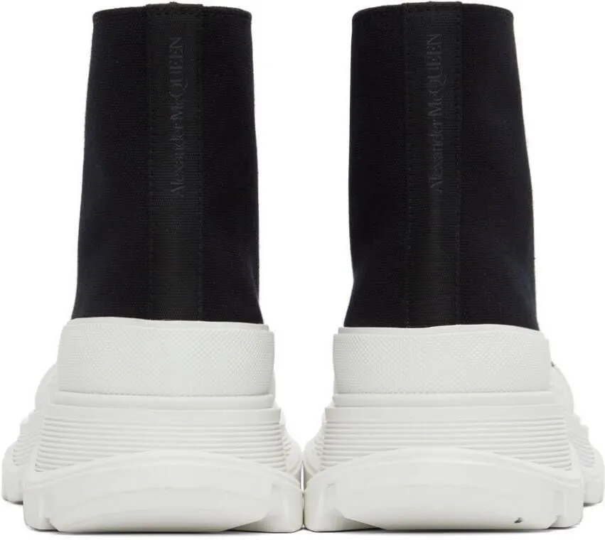 Alexander McQueen Black & White High Tread Slick Sneakers