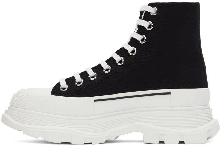 Alexander McQueen Black & White High Tread Slick Sneakers