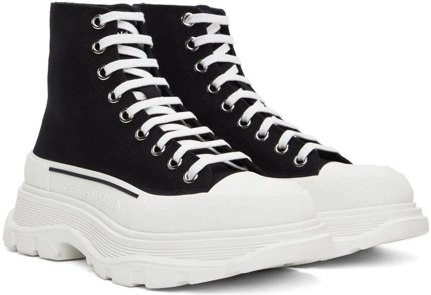 Alexander McQueen Black & White High Tread Slick Sneakers