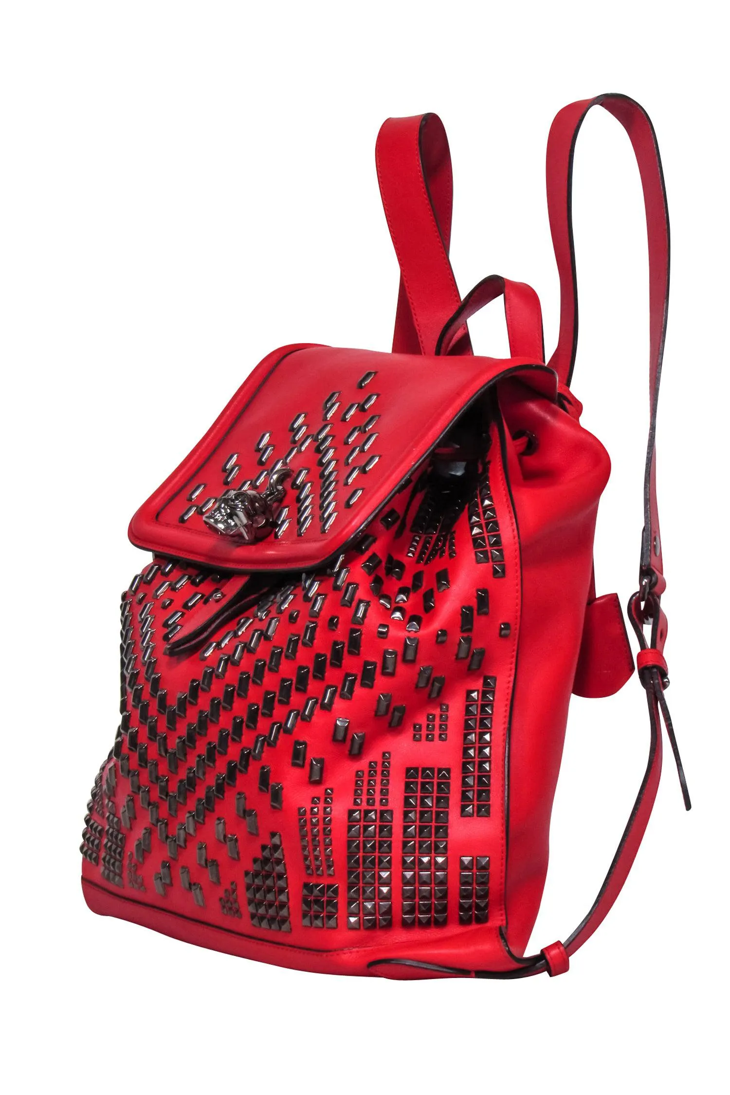 Alexander McQueen - Red Leather Studded Front Backpack