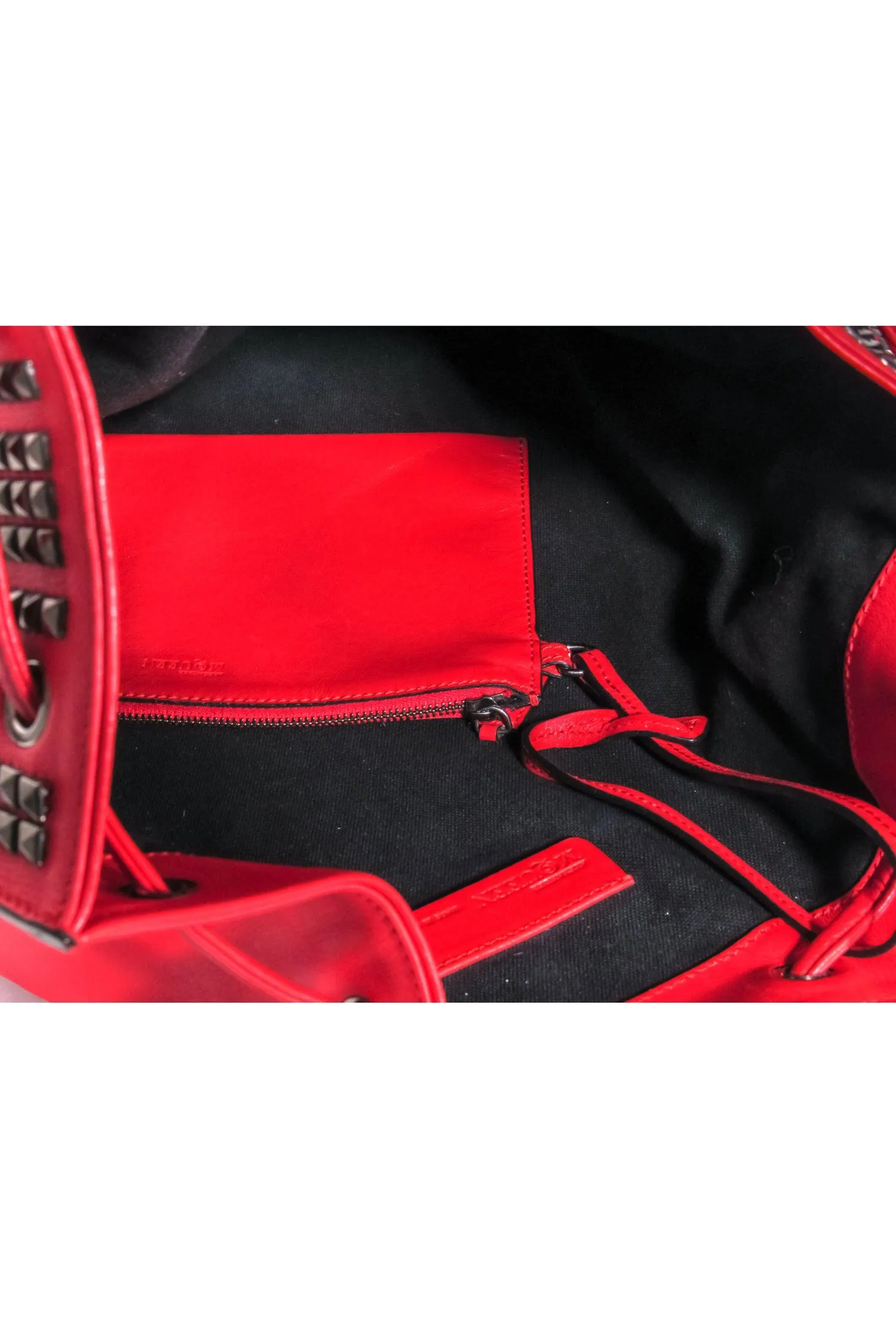 Alexander McQueen - Red Leather Studded Front Backpack