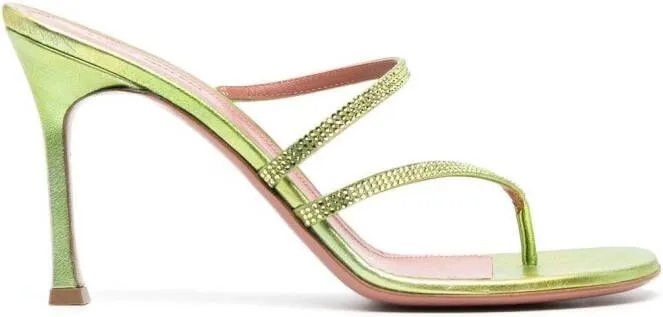 Amina Muaddi 105mm crystal-embellished sandals Green