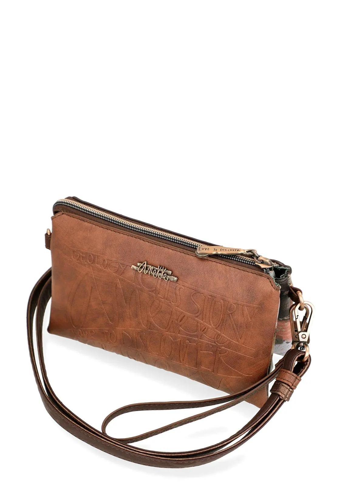 Anekke Printed Embellished Crossbody Bag, Brown Multi