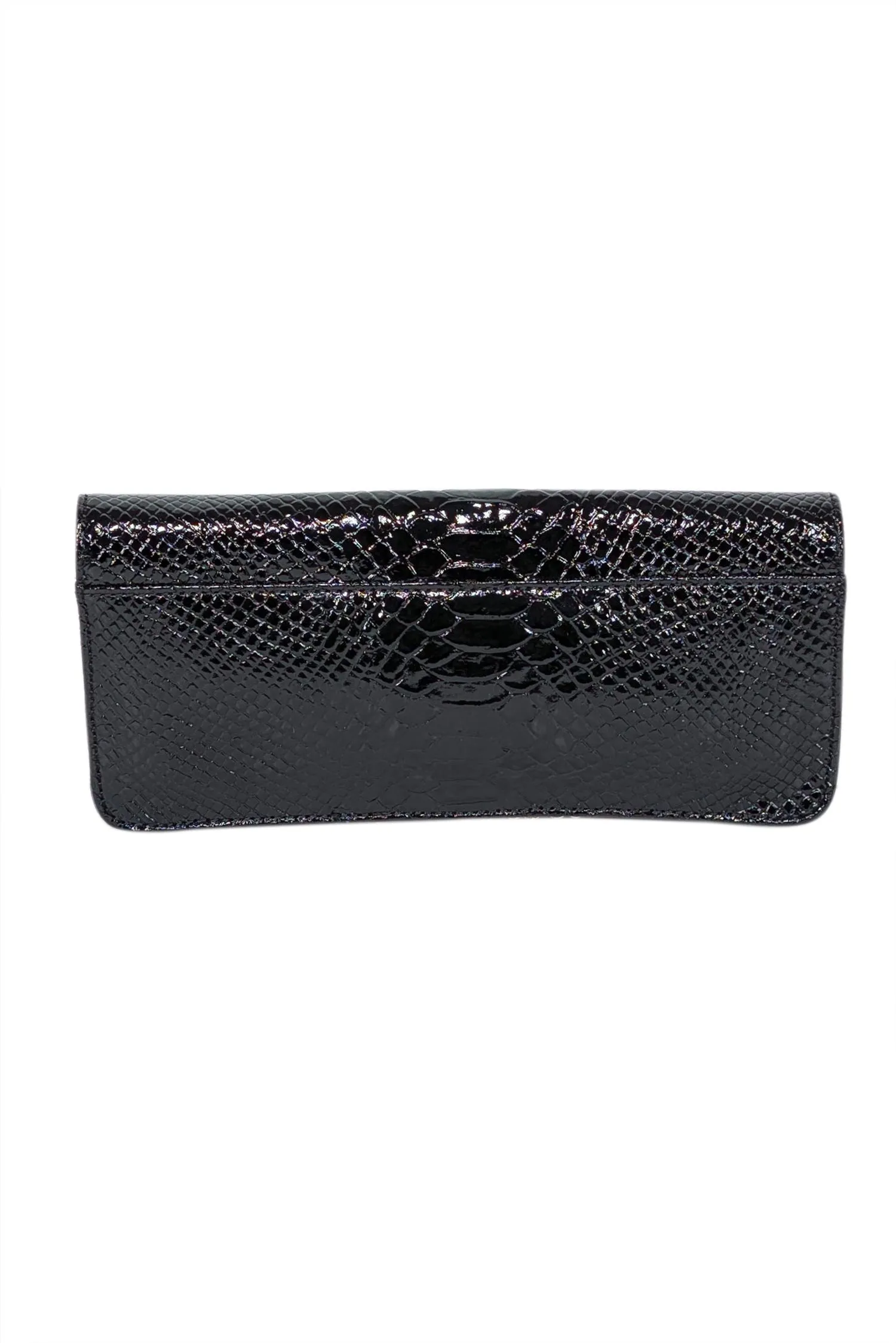 Antonio Melani - Black Patent Croc Embossed Shoulder Bag with Chain Strap