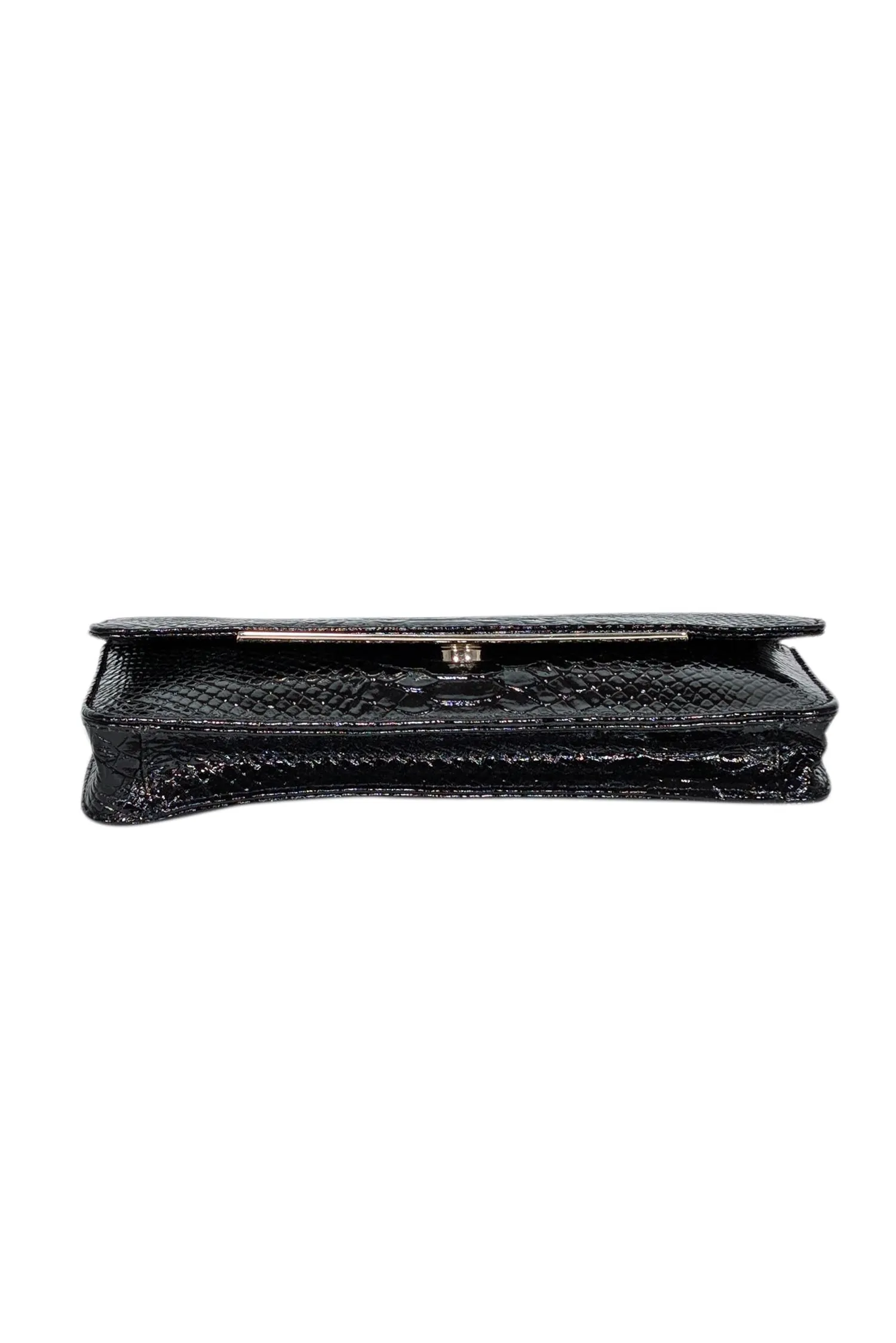 Antonio Melani - Black Patent Croc Embossed Shoulder Bag with Chain Strap