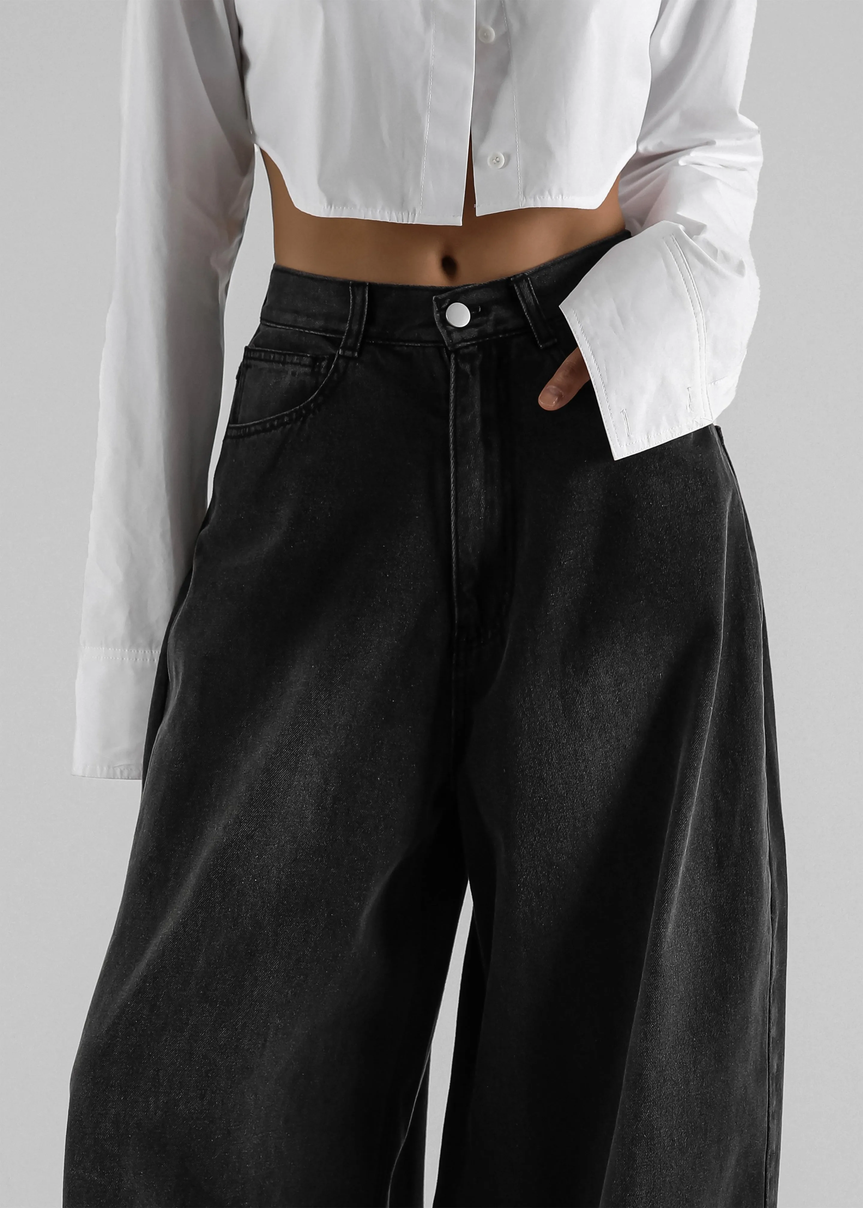 Ashford Wide Leg Jeans - Black Wash