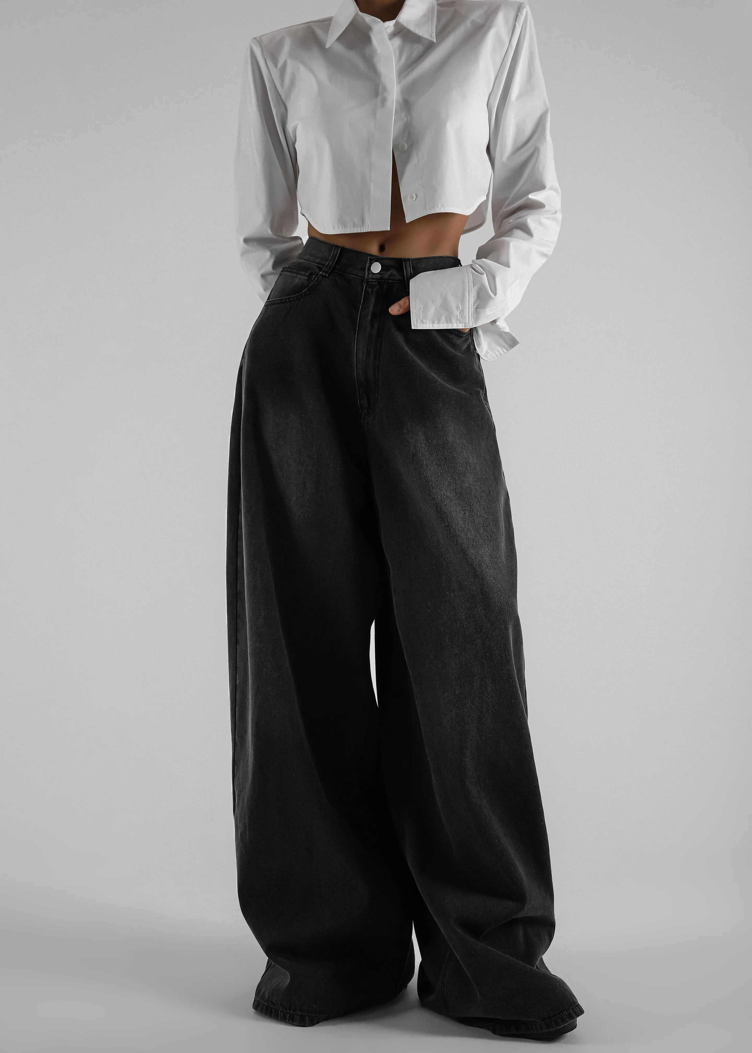 Ashford Wide Leg Jeans - Black Wash