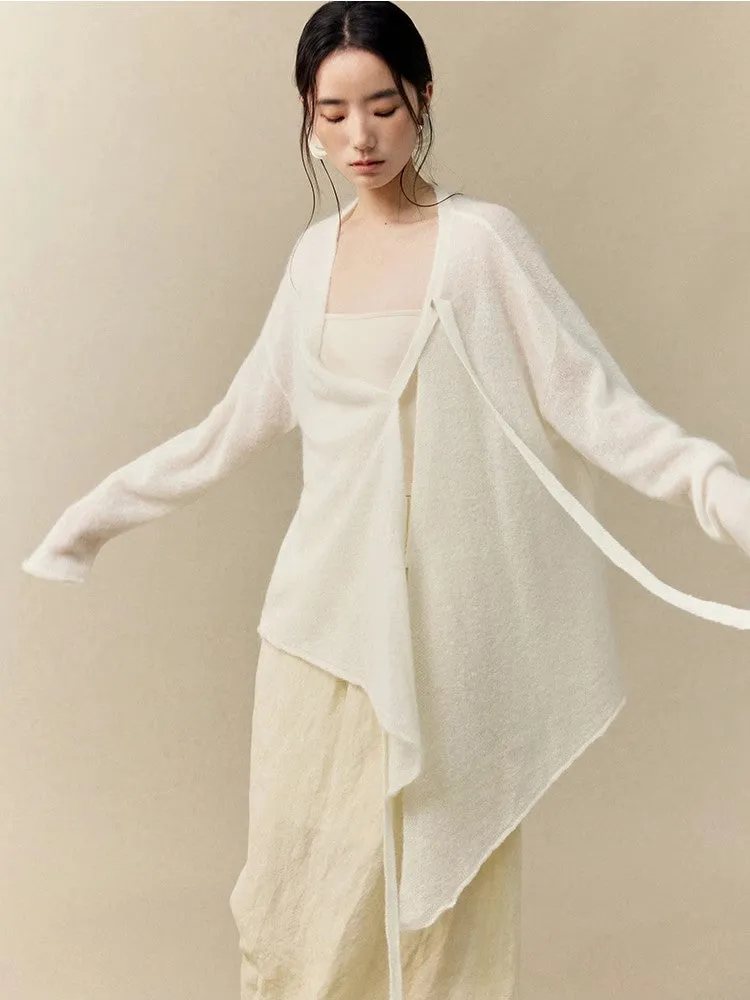 Asymmetry Thin Simple Knit Classy Cardigan