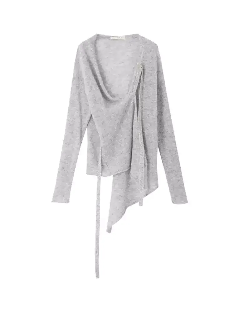 Asymmetry Thin Simple Knit Classy Cardigan