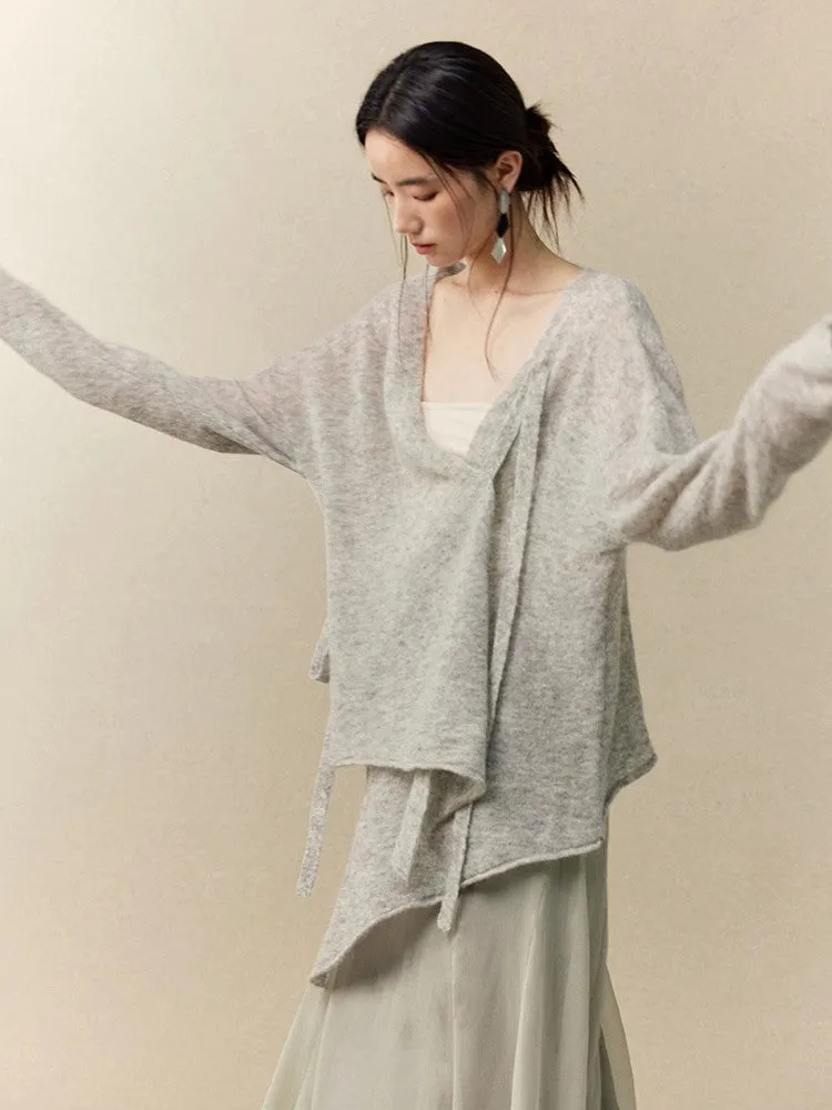 Asymmetry Thin Simple Knit Classy Cardigan