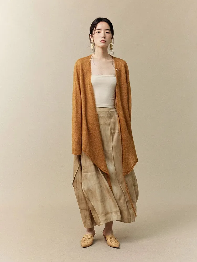 Asymmetry Thin Simple Knit Classy Cardigan