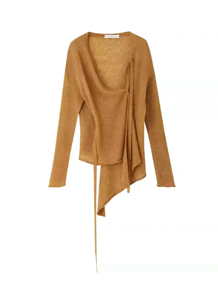 Asymmetry Thin Simple Knit Classy Cardigan