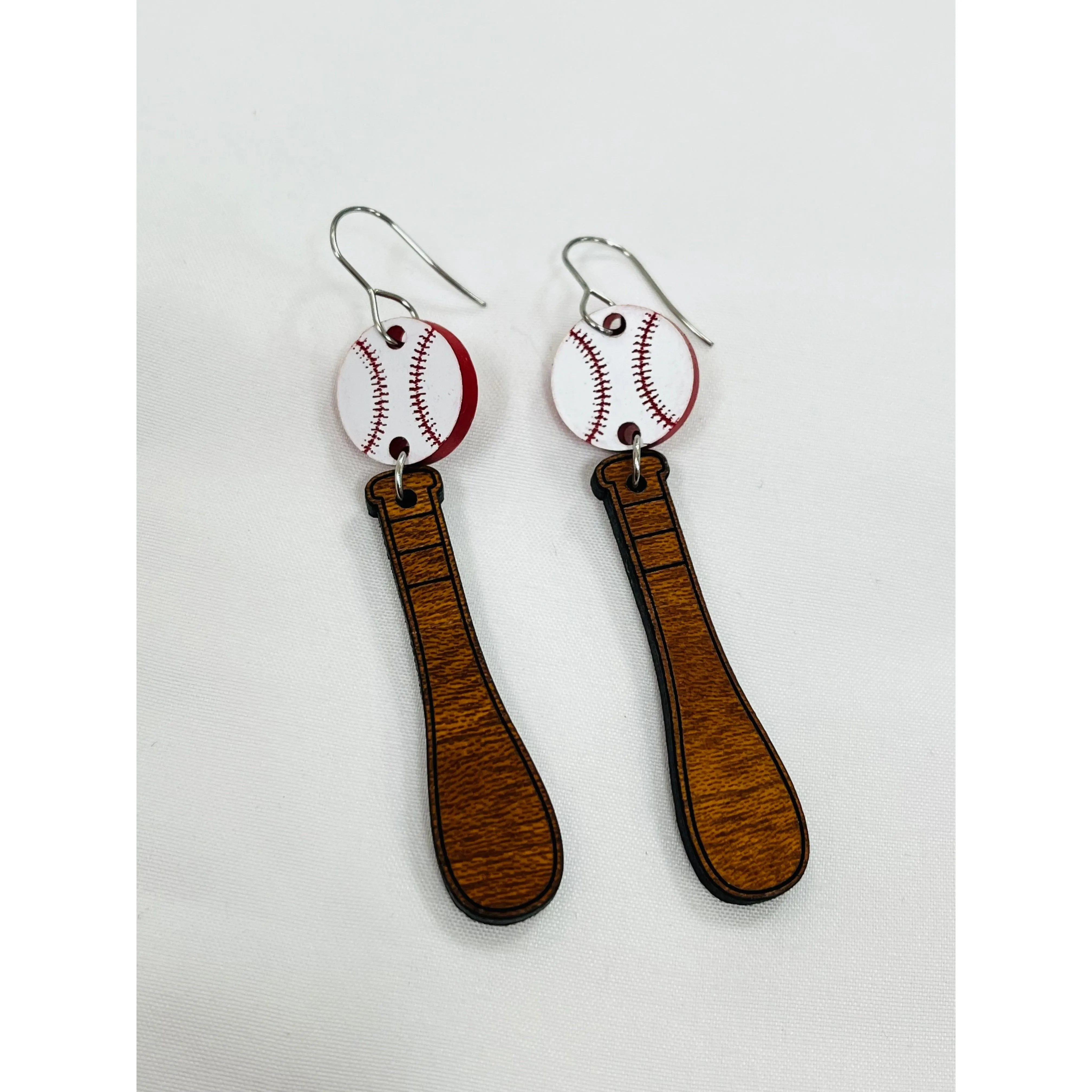 Baseball & Bat Dangle Earrings