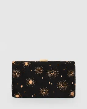 Black Annalise Embroidered Clutch Bag