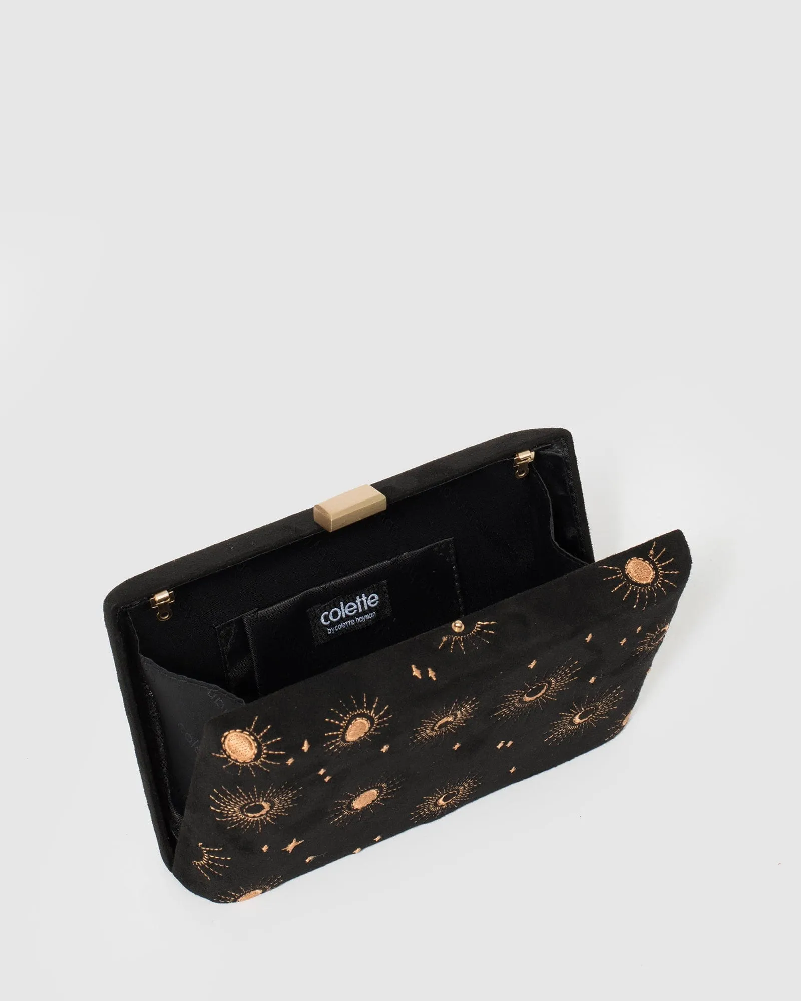 Black Annalise Embroidered Clutch Bag