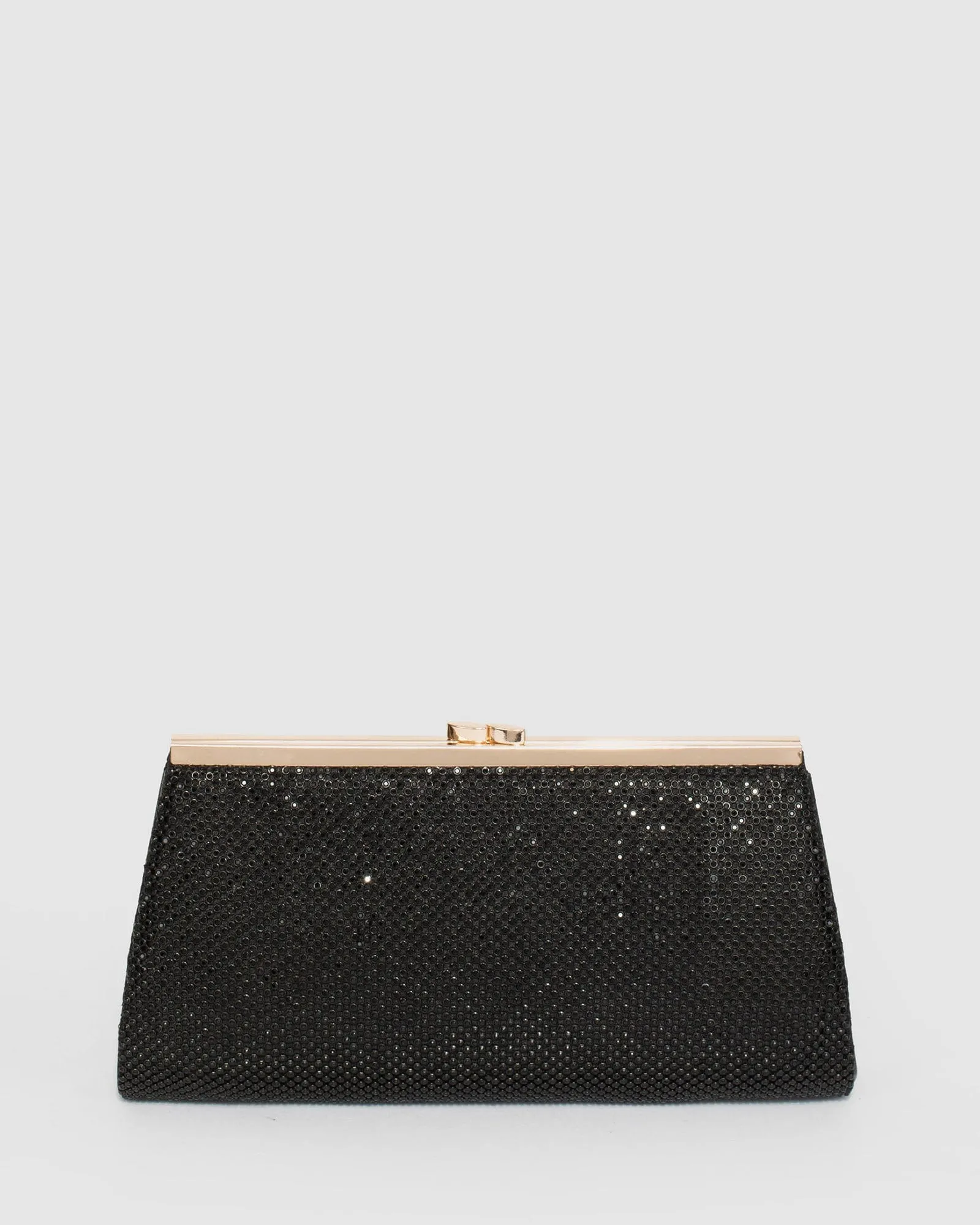 Black Crystal Top Clasp Clutch Bag