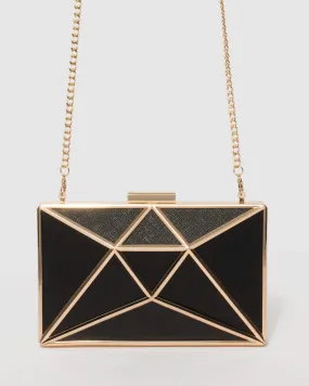 Black Geometric Large Clutch Bag