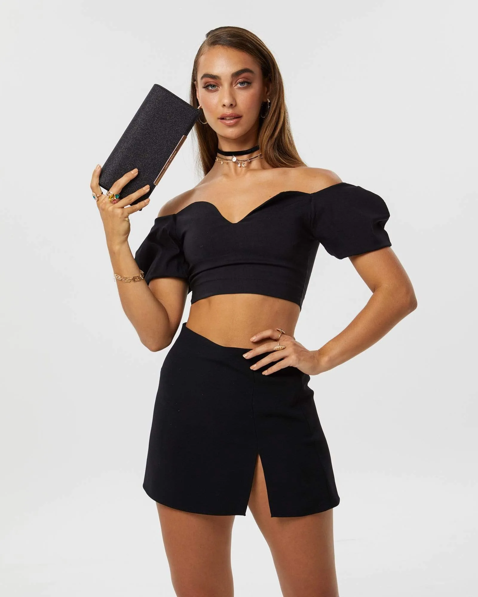 Black Meghan Bar Clutch Bag