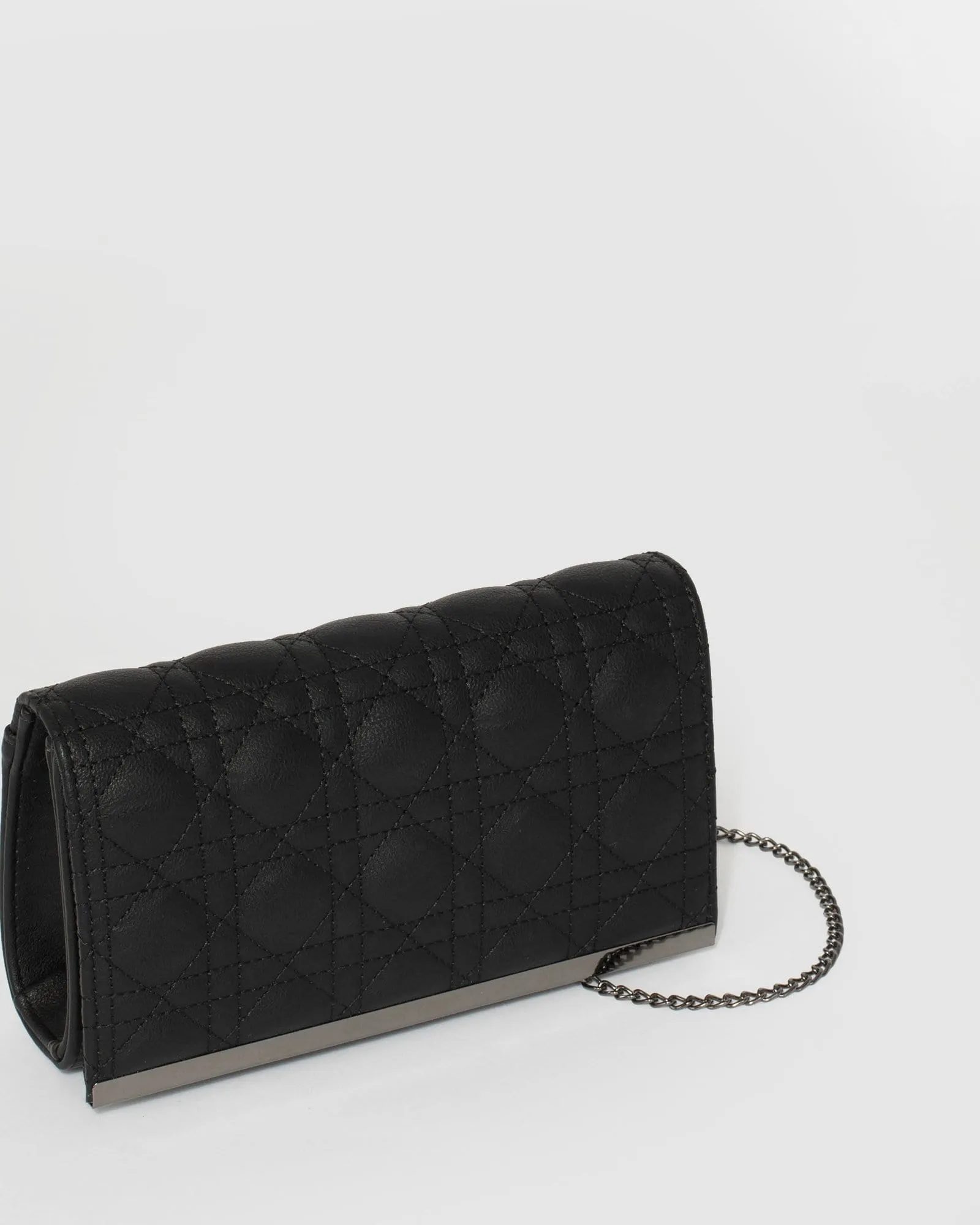 Black Penny Quilt Clutch Bag