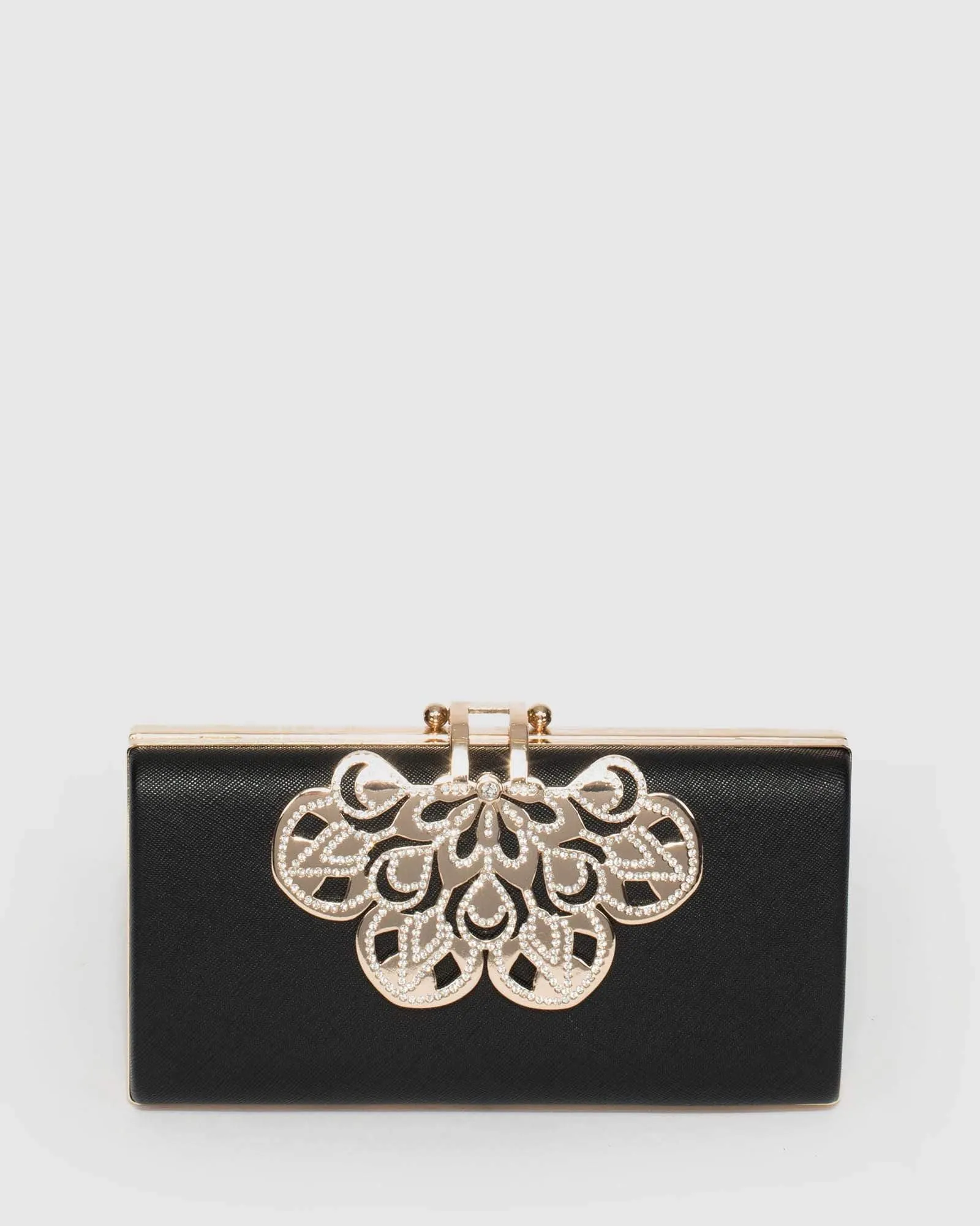 Black Quinn Clip Evening Clutch Bag