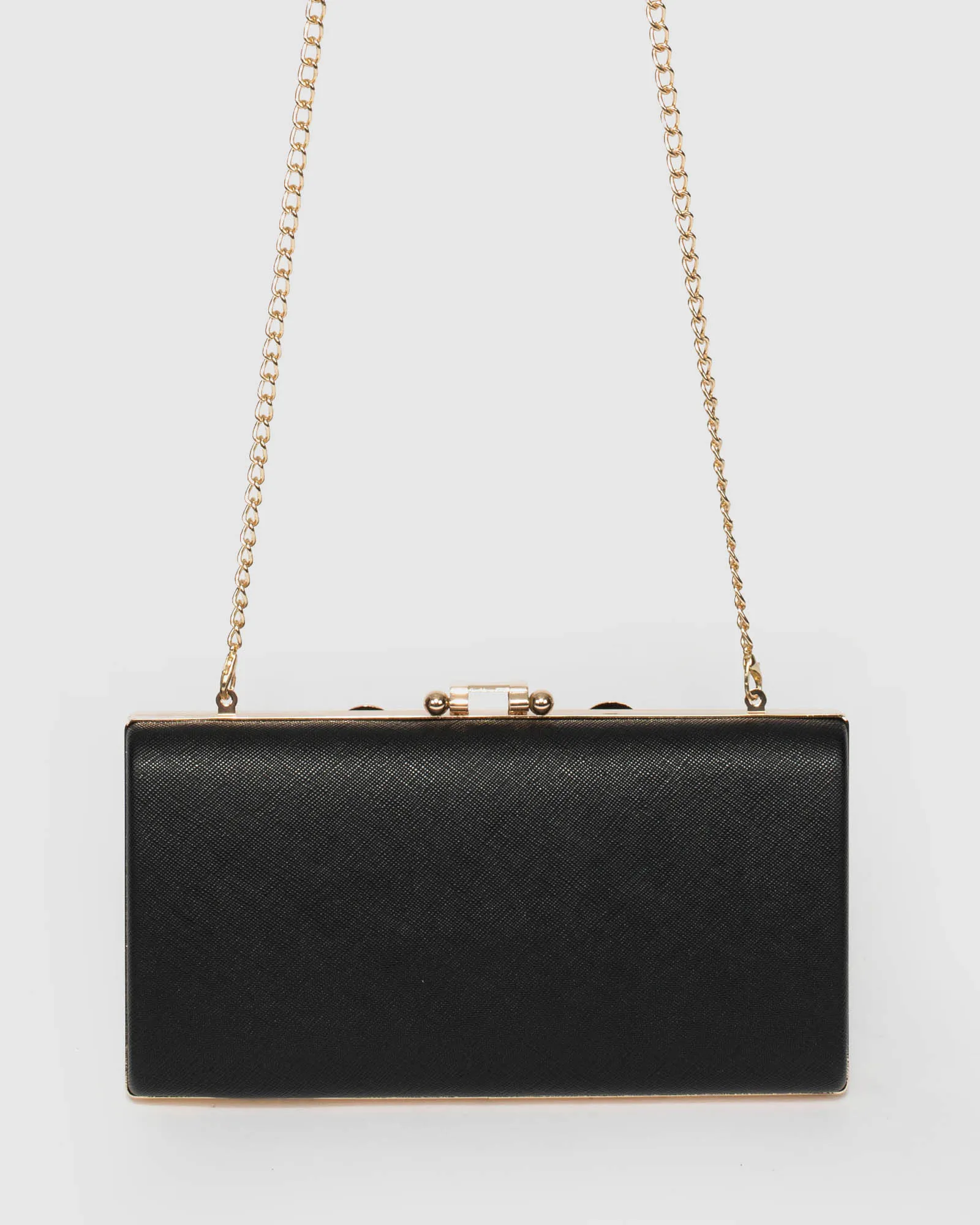 Black Quinn Clip Evening Clutch Bag