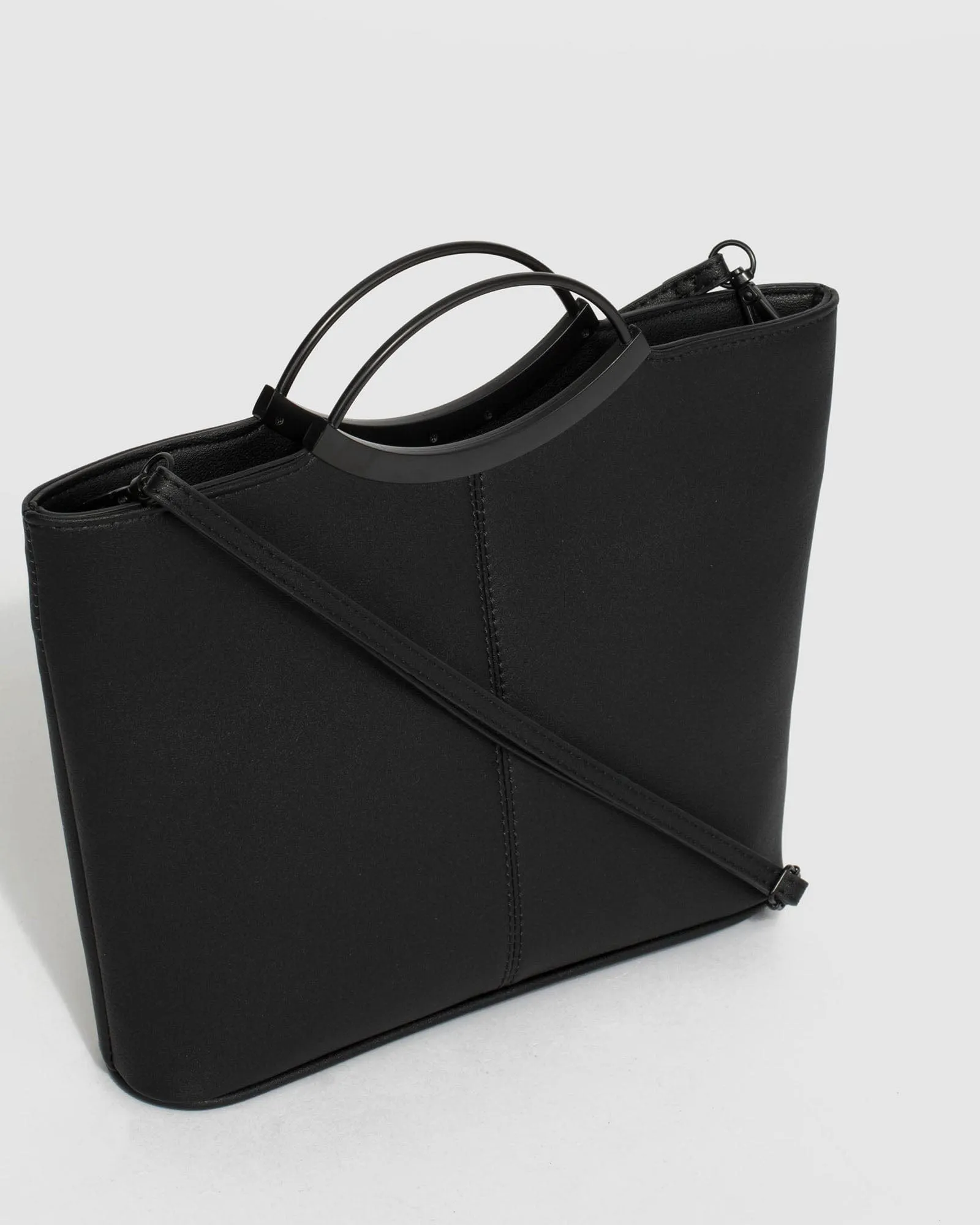 Black Smooth Jessie Clutch Bag With Matte Black Hardware