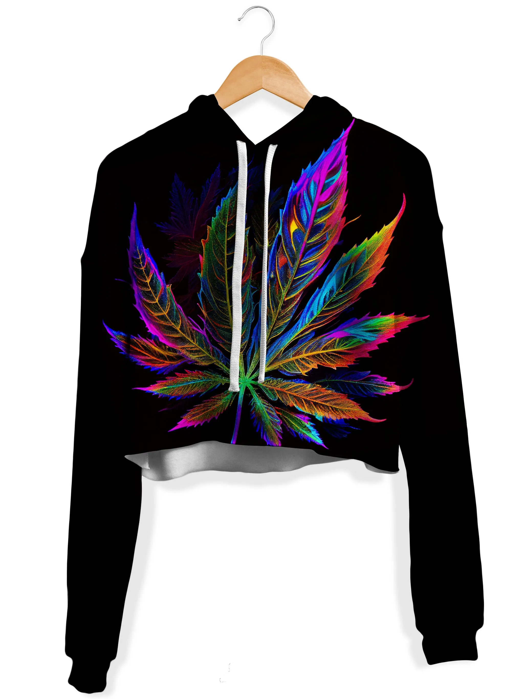 Blacklight Weed Crop Hoodie and Leggings Combo