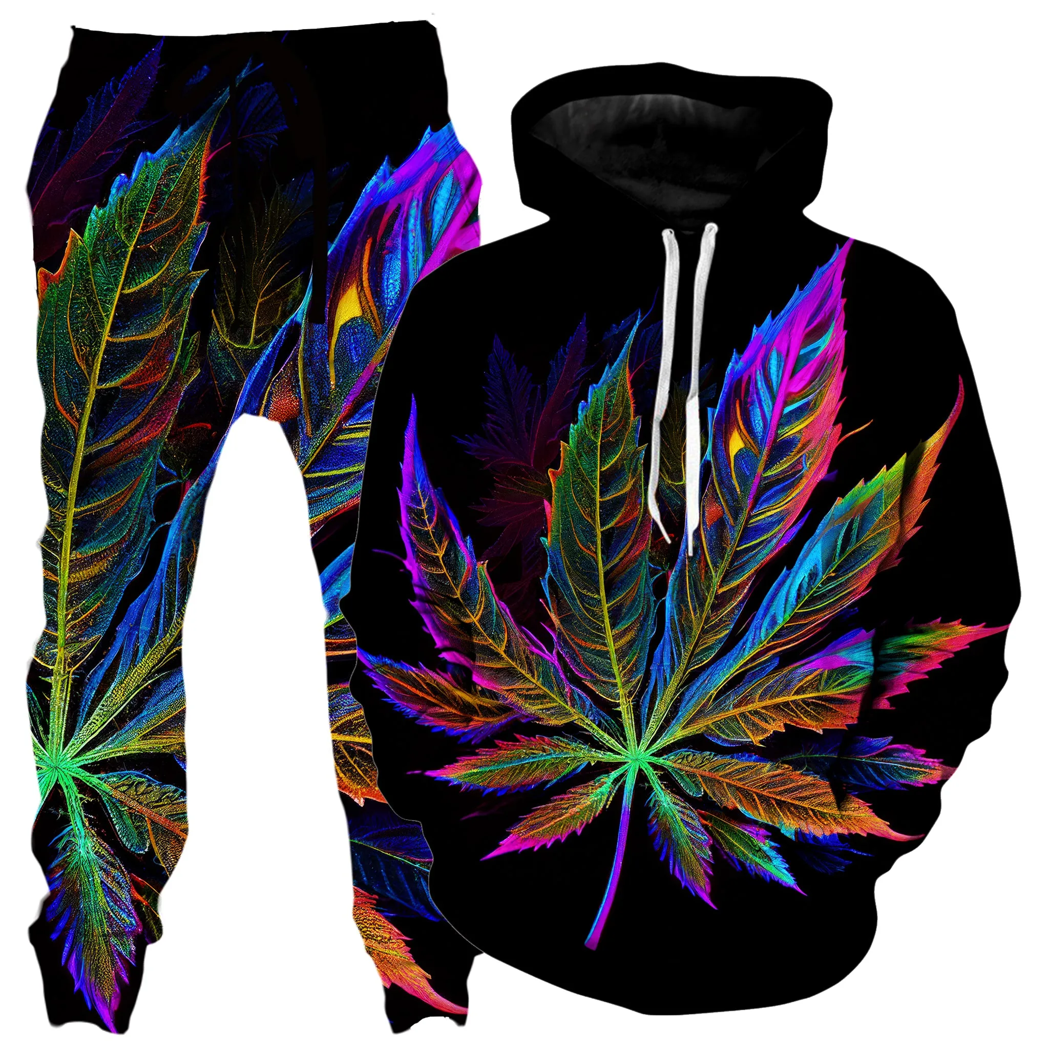 Blacklight Weed Hoodie and Joggers Combo