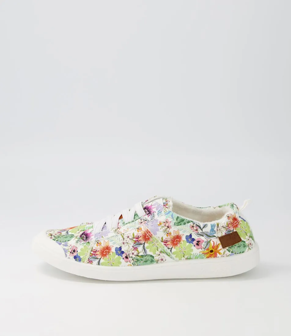 BLOWFISH Vex Off White Tropical Canvas Sneakers