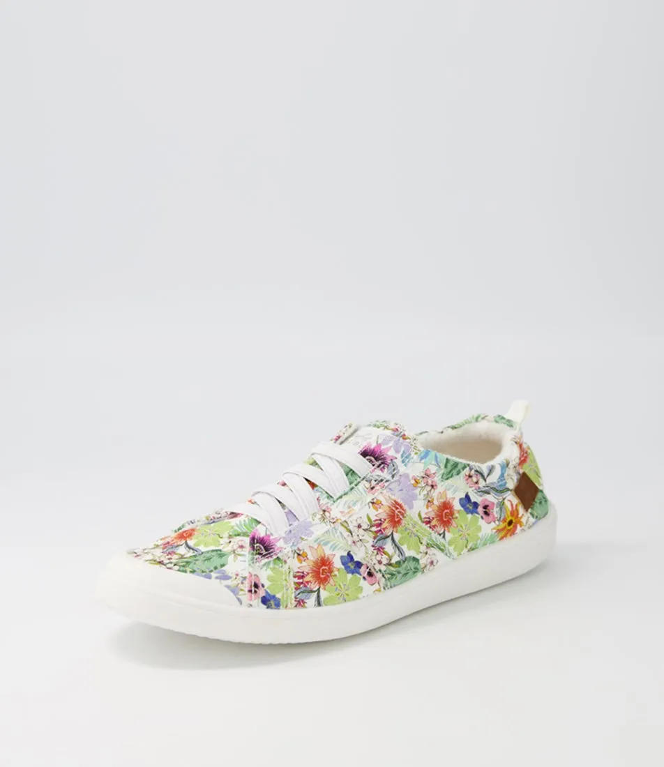 BLOWFISH Vex Off White Tropical Canvas Sneakers