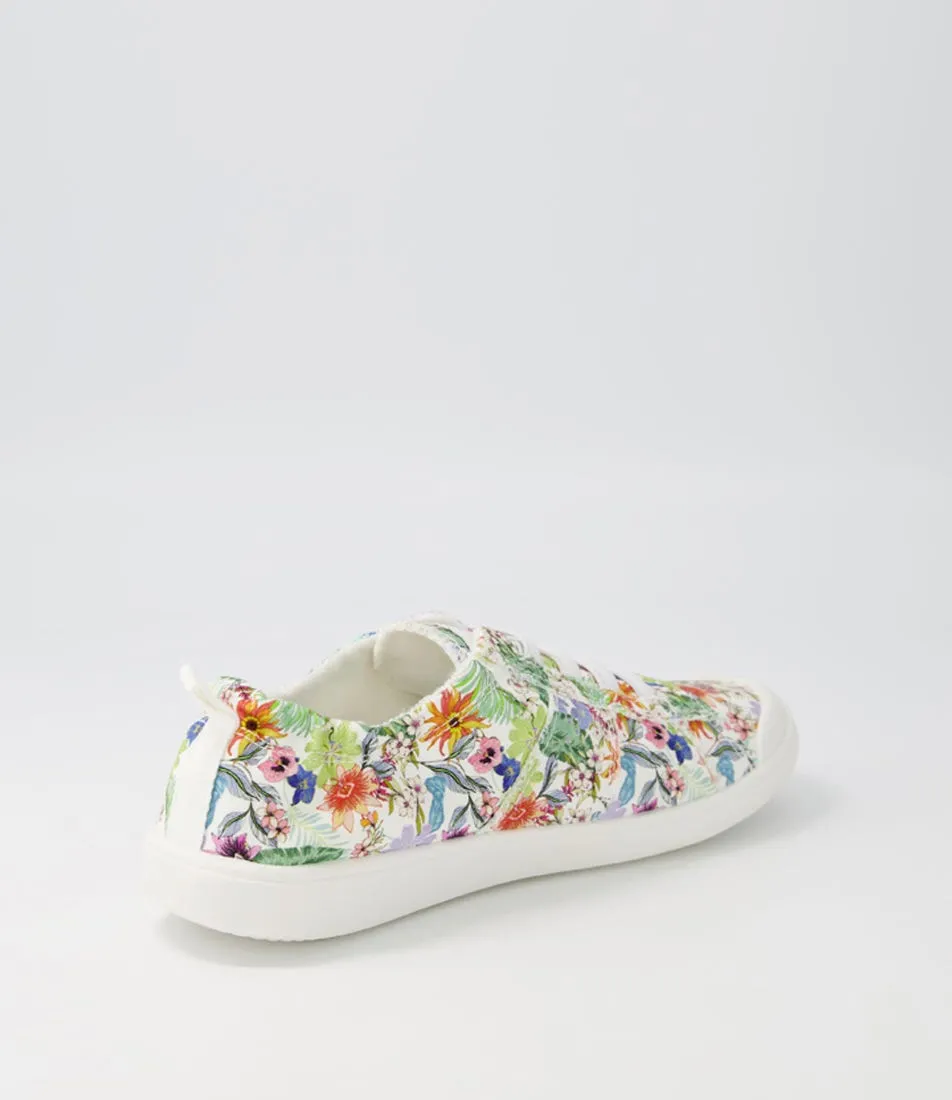 BLOWFISH Vex Off White Tropical Canvas Sneakers