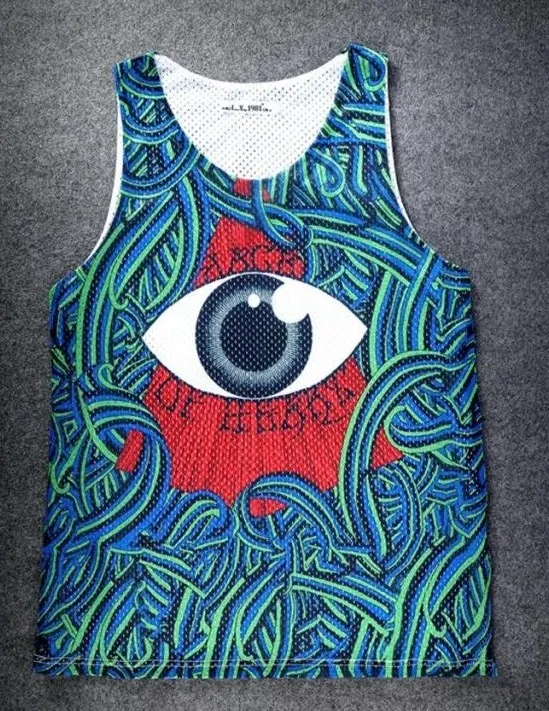 Blue Bloody Totem Triangle Eyes Net Sleeveless Mens T-shirt Vest Sports Tank Top