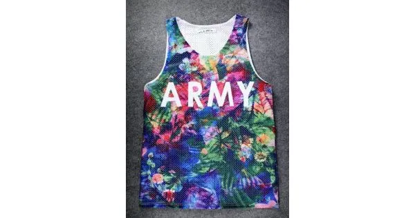 Blue Colorful Rainbow ARMY Net Sleeveless Mens T-shirt Vest Sports Tank Top