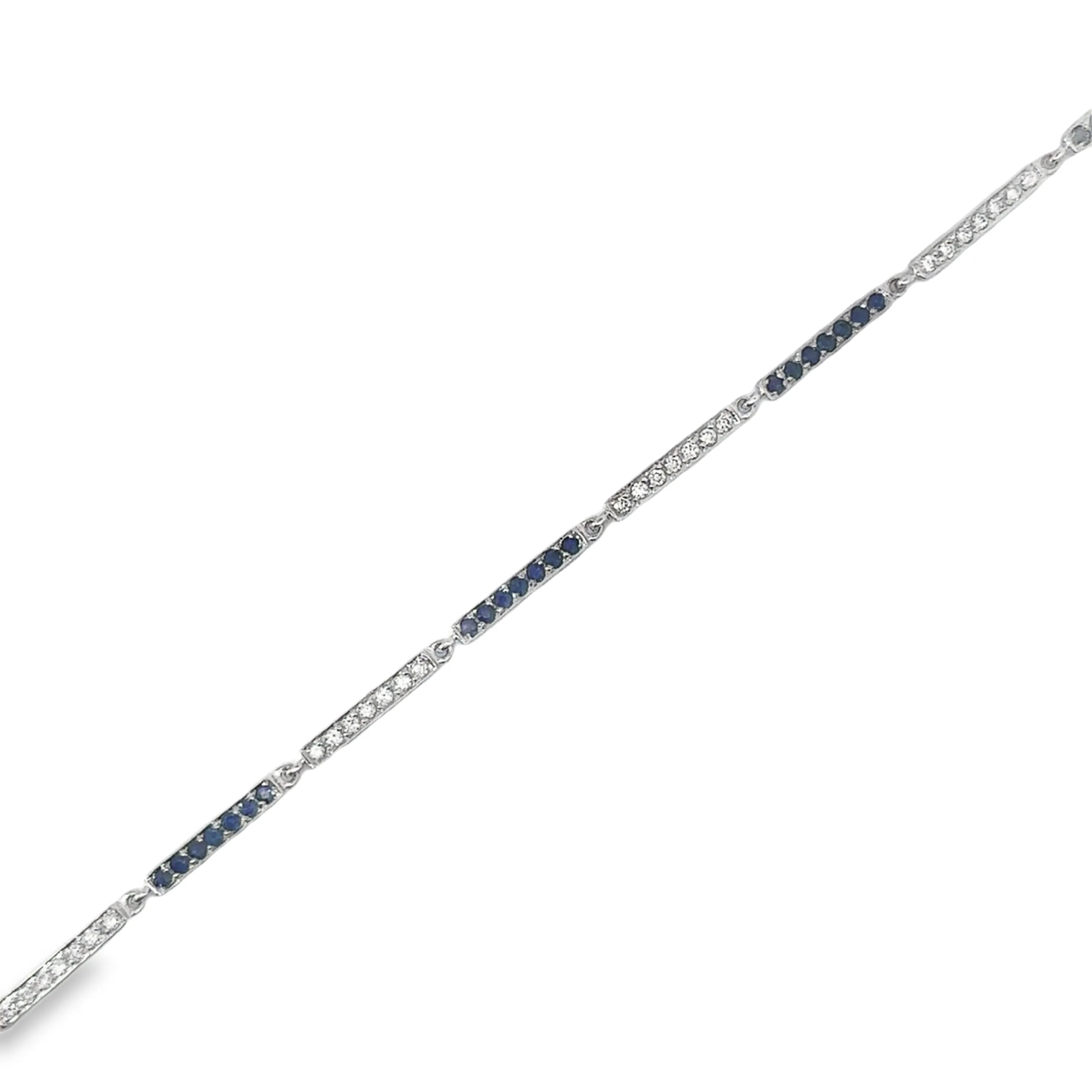 Blue Sapphire & Diamond Bar Tennis Bracelet