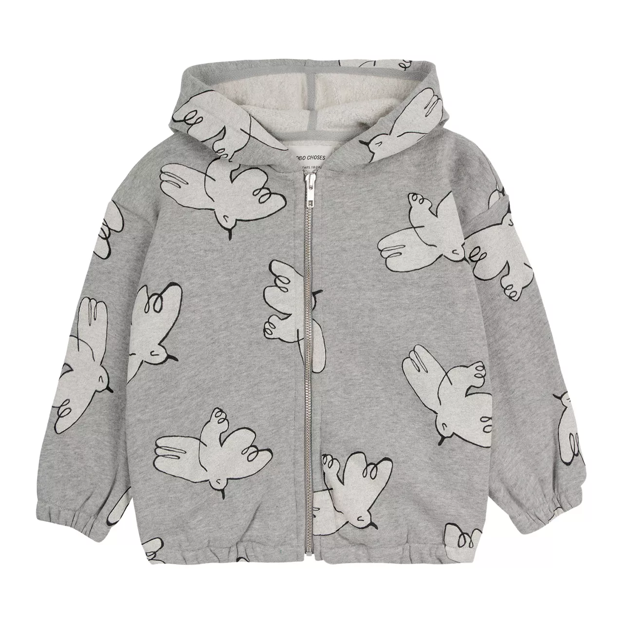 BOBO CHOSES Freedom Bird Zipped Hoodie - Light Grey