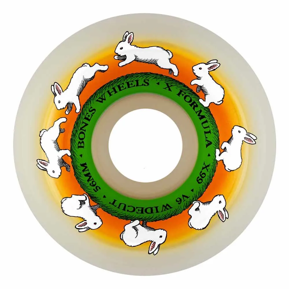 BONES Skateboard Wheels X-Formula V6 Wide-Cut 99A Runny Bunny 56mm