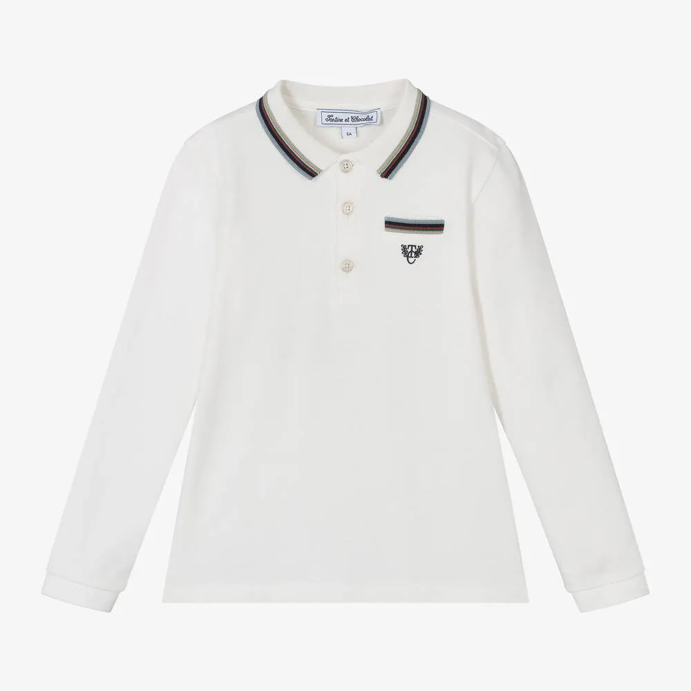 Boys Ivory Cotton Polo Shirt