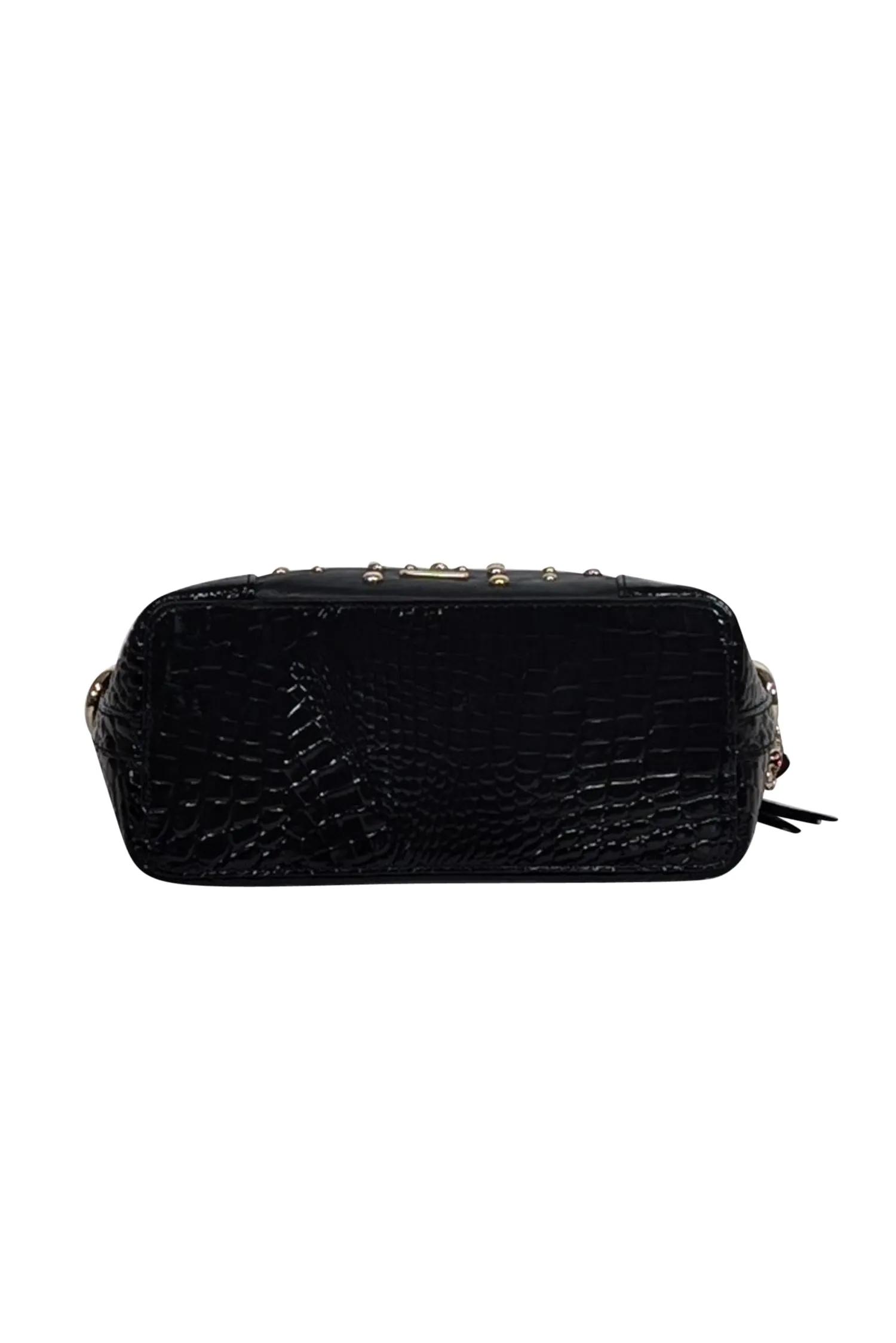 Brahmin - Black Croc Embossed Sides w/ Gold Studded Front Detail Shoulder Bag