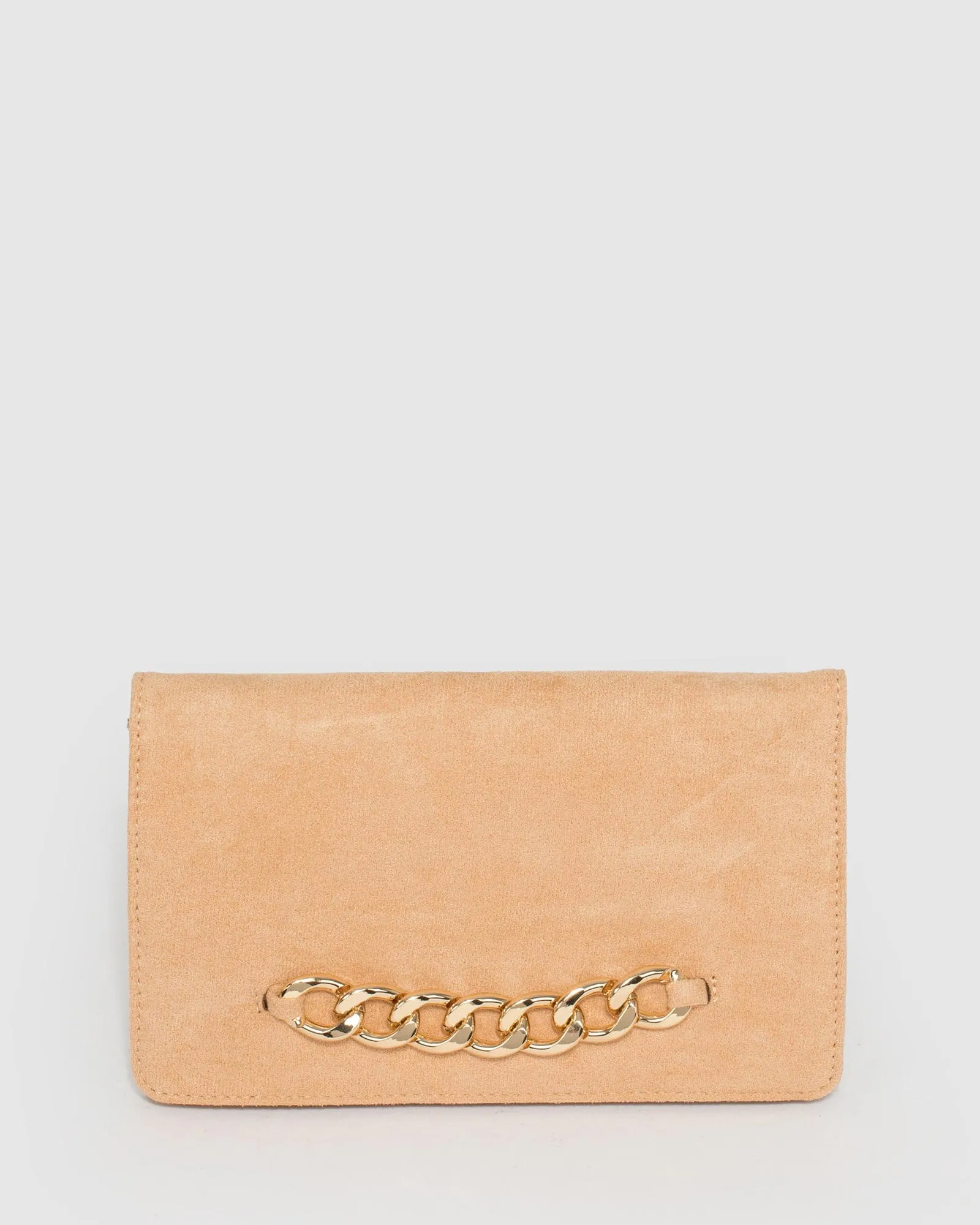 Caramel Veronika Chain Clutch Bag