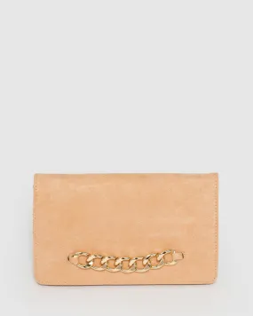 Caramel Veronika Chain Clutch Bag