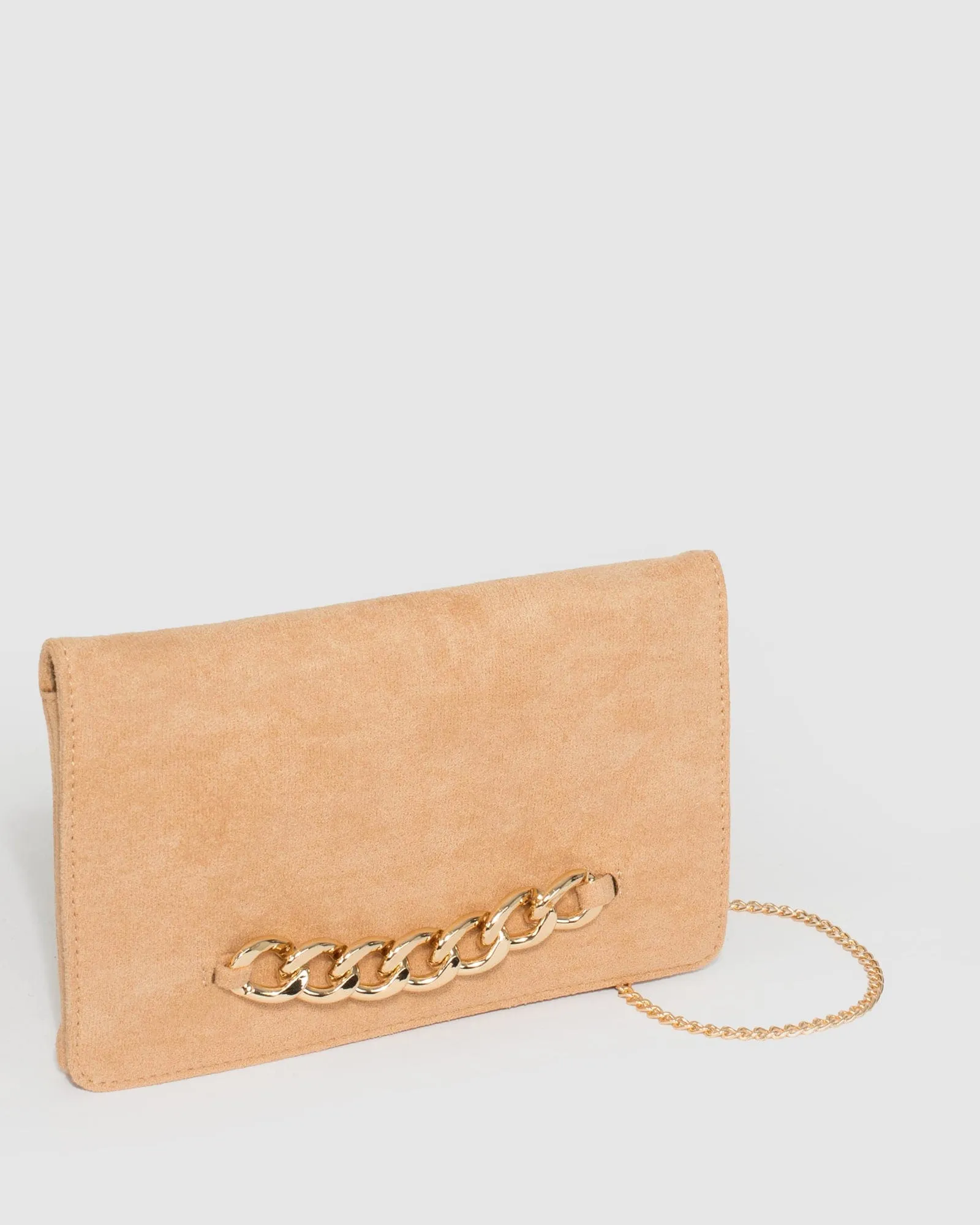 Caramel Veronika Chain Clutch Bag